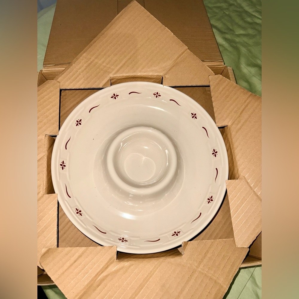 NIB Longaberger Woven Traditions Chip & Dip Bowl! Red